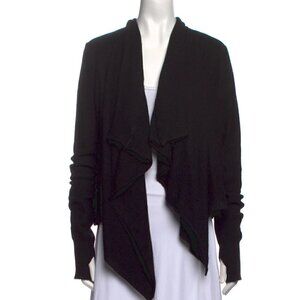 Jamison 100% Cashmere Black Open Front Cardigan Sweater Thumbholes Women's Small